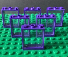 LEGO Windows 1 x 3 x 3 - Pack of 6 - Purple w/ Clear Glass - Bundle / Lot
