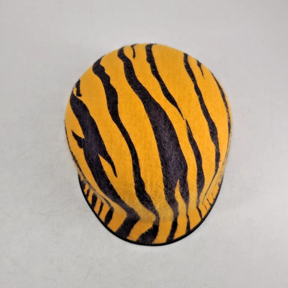 Casco cubo sombrero aleta vintage talla única fieltro paja estampado tigre naranja negro 2 Foto 2 de 4