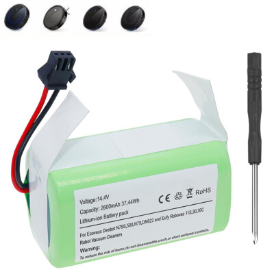 14.4V 2600mAh Battery for Ecovacs Deebot N79S 500 N79 DN622 Eufy RoboVac 11S 30