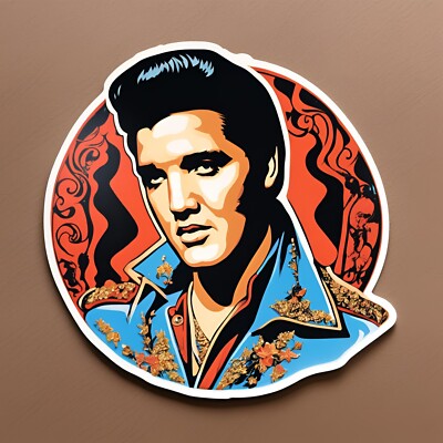 Elvis Presley Water coloured sticker 3x3''