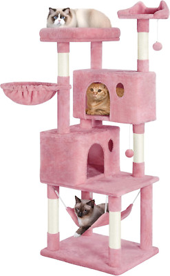 Large 64'' Multi-Level Cat Tree Tower with Condos for Medium Cats - Pink
