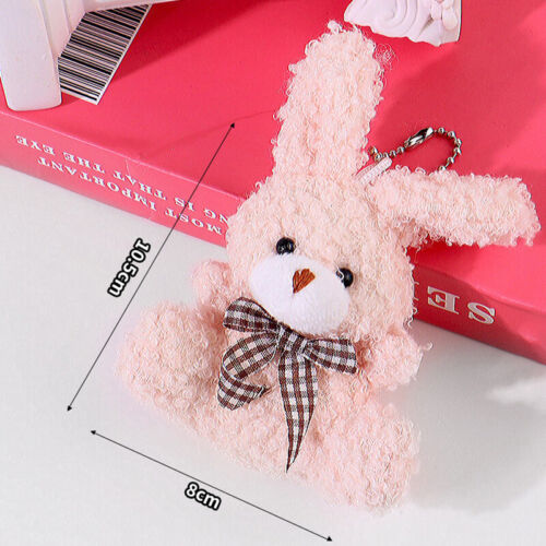 1PC Mini Bow Tie Rabbit Plush Keychain collections Cute Bunny Doll Bag Pendant Keyrings