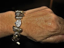 Vintage Unmarked Tennis Themed Gold Tone Slide Charm Bracelet 7 1/2" long