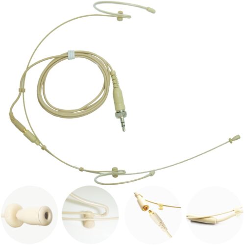 Professional Beige Ear Hook Headset Microphone For Head Worn Wireless Body Packs