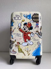 Bioworld Disney 100 Years Of Music And Wonder 20” Carry On Spinner Suitcase NEW
