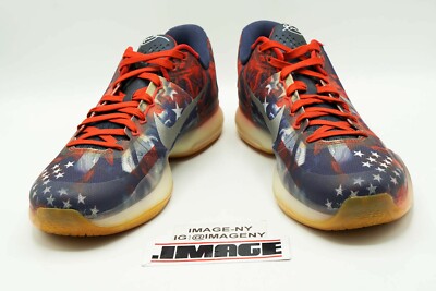 NIKE KOBE X LOW USED SIZE 12 INDEPENDENCE DAY UNIVERSITY RED BLUE