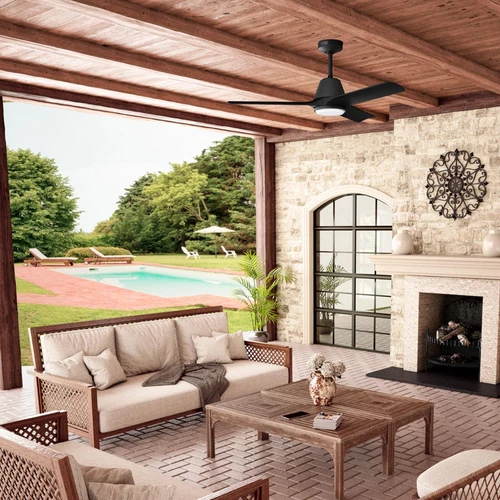 Hunter 52 inch Aeronaut Wi-Fi, ENERGY STAR® Matte Black Damp Rated Ceiling Fan - Picture 3 of 18