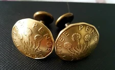  Cufflinks Vintage Retro Mens Threepenny Bit Cufflinks 