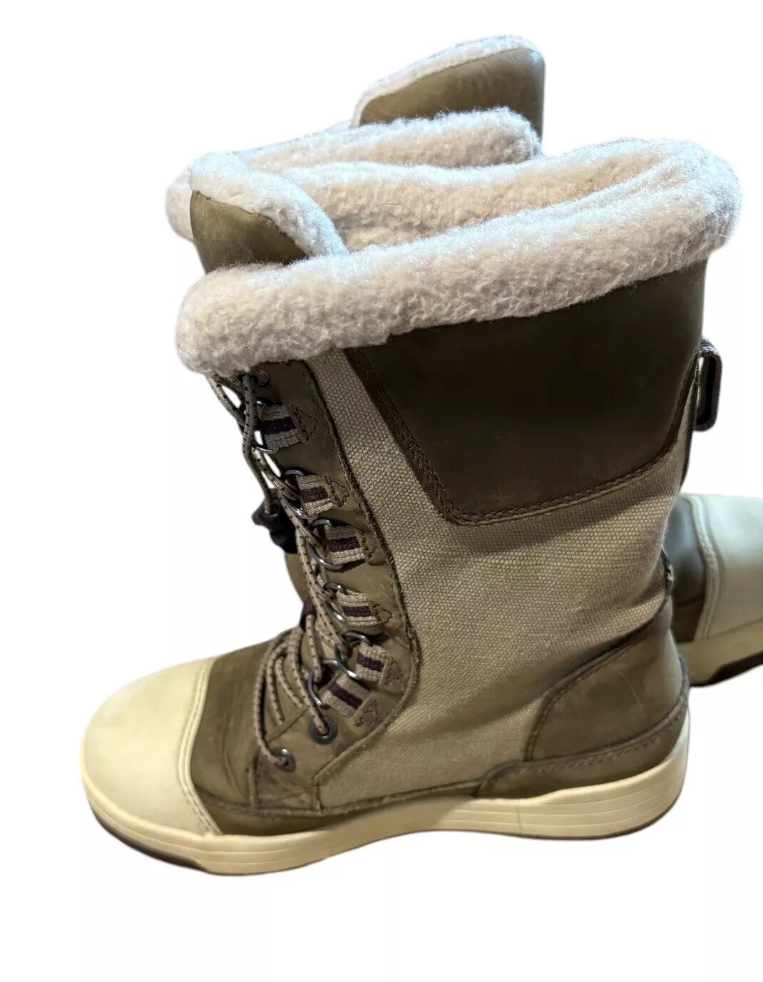 Stivali sneaker Keen Snow Rover donna taglia 5 marroni tela pelle metà polpaccio invernali