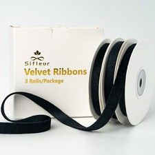 Velvet Ribbon Black 3/8 Inch x 15Yd Double Faced Velvet Ribbon for Gift Wrapp...