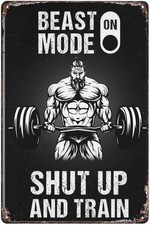 Wall Decor Tin Metal Signs Gym Room, Gym Poster, Weightlifting Man, Beast Mode