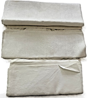 3 Vtg Raw Damask Linens Tablecloth 50x56" Uncut Napkins 100x 18" & 48x18"