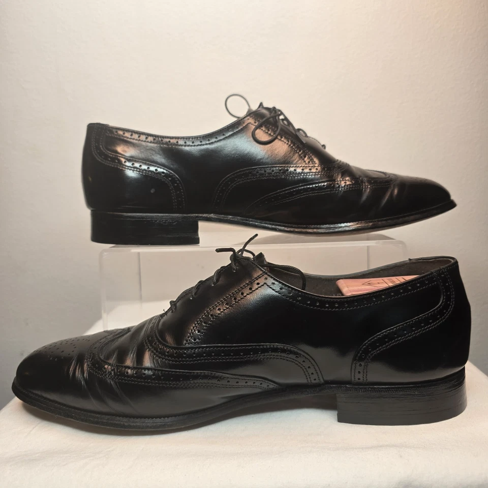 Bostonian Men's Oxford Shoes Size 10.5M Wingtip Black Leather USA Vintage - Image 4 of 4