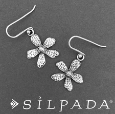 SILPADA Sterling Silver TEXTURED DAISY Drop Earrings~#W1155~RETIRED~NEW!