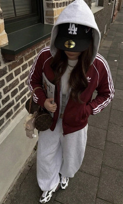 Adidas Firebird Y2K Trainingsjacke 3-Streifen Design | Bordeaux/weiß | Größe M