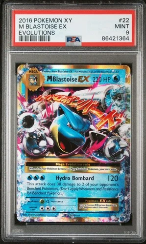 2016 Pokemon XY Evolutions Mega M Blastoise EX #22 PSA 9 MINT