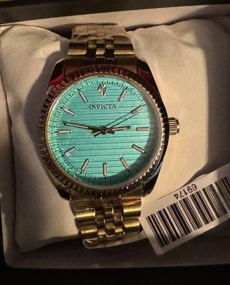 New Invicta Celestial Men s 36mm Gold Turquoise Aqua Blue Watch 69174