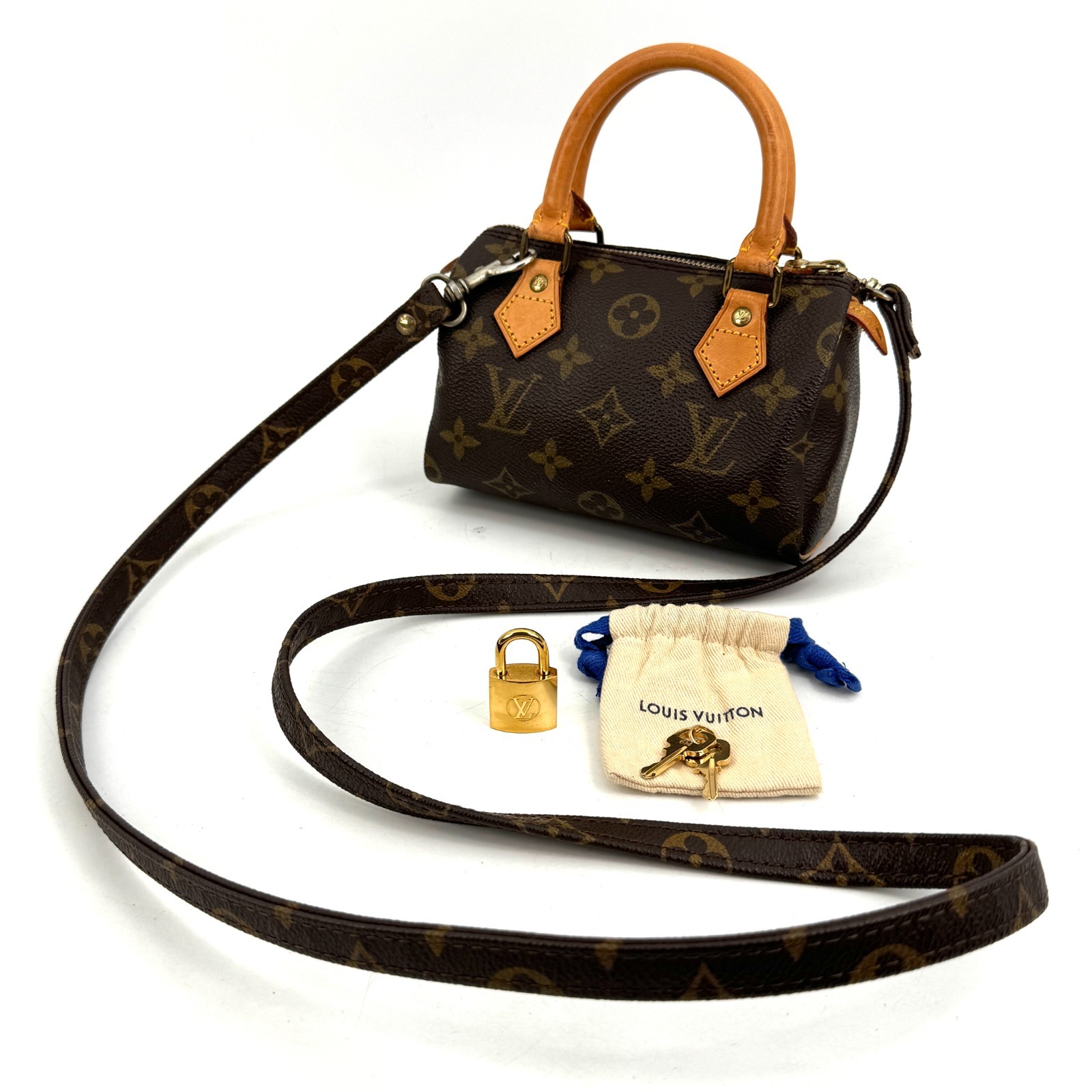 LOUIS VUITTON Mini Speedy Hand Bag Purse Monogram Brown M41534 Authentic