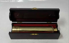Collectible Decor Brass Gold Solid Telescope Handheld With Wooden Box