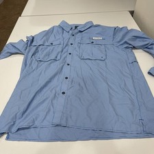 Magellan Outdoors Men's Aransas Pass Mini Check Long Sleeve Fishing Shirt Blue L