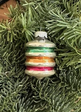 #2025-Vintage Shiny Brite Glass Hand Painted Barrel Lantern Christmas Ornament