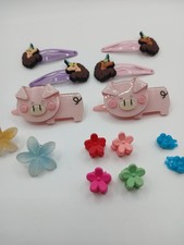 Lot 14 Vintage Childs Snap Tight Plastic Hair Clip Barrettes Kids Mixed
