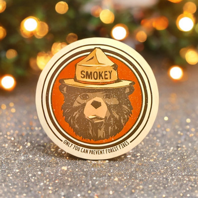 Sticker - Smokey Bear, Vintage Fire Prevention, Wildfire Forest Fires, 4.25 