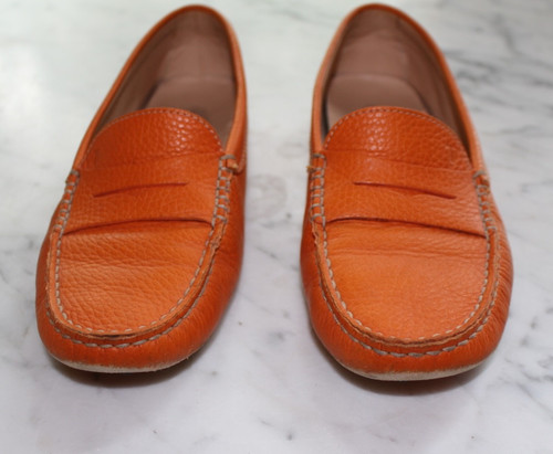 Tod's Women's Orange Leather Drivers- Size 38/ 8 US- Made in Italy