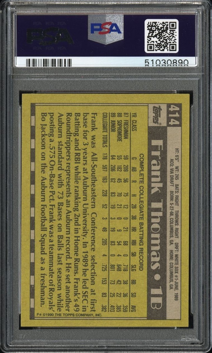 1990 Topps Frank Thomas No Name On Front NNOF PSA 6.5!!! | eBay