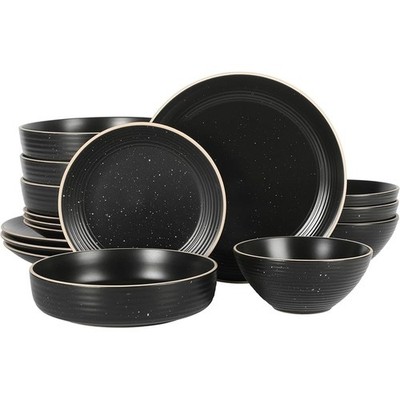 Stoneware Dinnerware Set 16pc Multi-Functional Plates Bowls Durable Tableware US