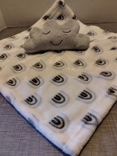 HB Hudson Baby Gray Cloud Baby Security Blanket Lovey 14" Plush Clouds Rainbows