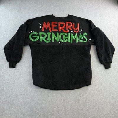 Grinch Spirit Jersey Pullover Womens XS Fuzzy Merry Grinchmas Sweater Christmas