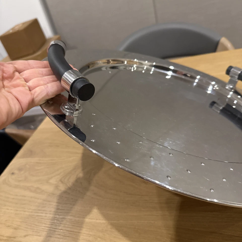 Großes Alessi Tablett Servierplatte Edelstahl 48x48cm - Bild 3 von 4