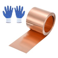 3.28ft Copper Sheet Roll, 1000x50x0.2mm Pure Copper Strip with Gloves