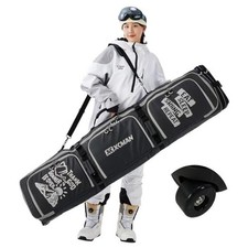 Roller Snowboard Bag With Wheels 63-75Inch Adjustable Length Padded Bag Black