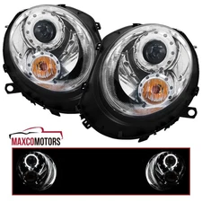 Projector Headlights Fits 2007-2013 Mini Cooper S Clear LED Halo Signal Lamp L+R