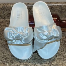 PUMA Fenty Rihanna Bow White Marshmallow Slide Women's Slip On Sandals 10.5 NEW