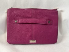 Thirty One Jewell Pebble Street Style Vegan Leather Magenta Clutch