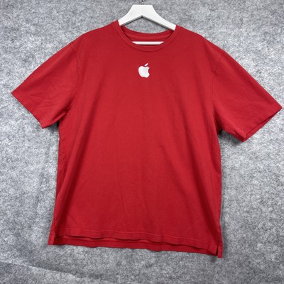 Apple Inc Streetwear Mens 2XL Big Stitched Logo Short Sleeve Employee Shirt Red