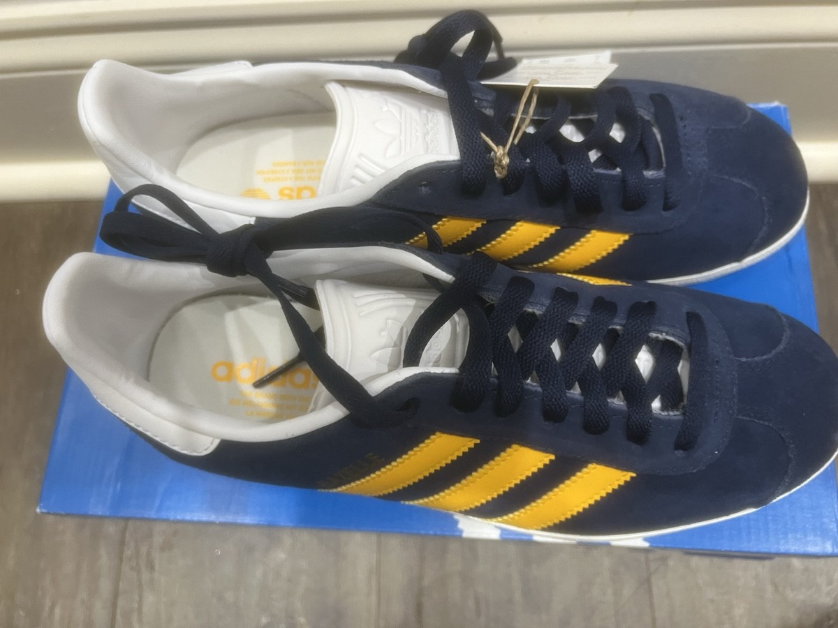 Adidas Gazelle Mens Sportswear Shoes Indigo Yellow IG2094 New Size