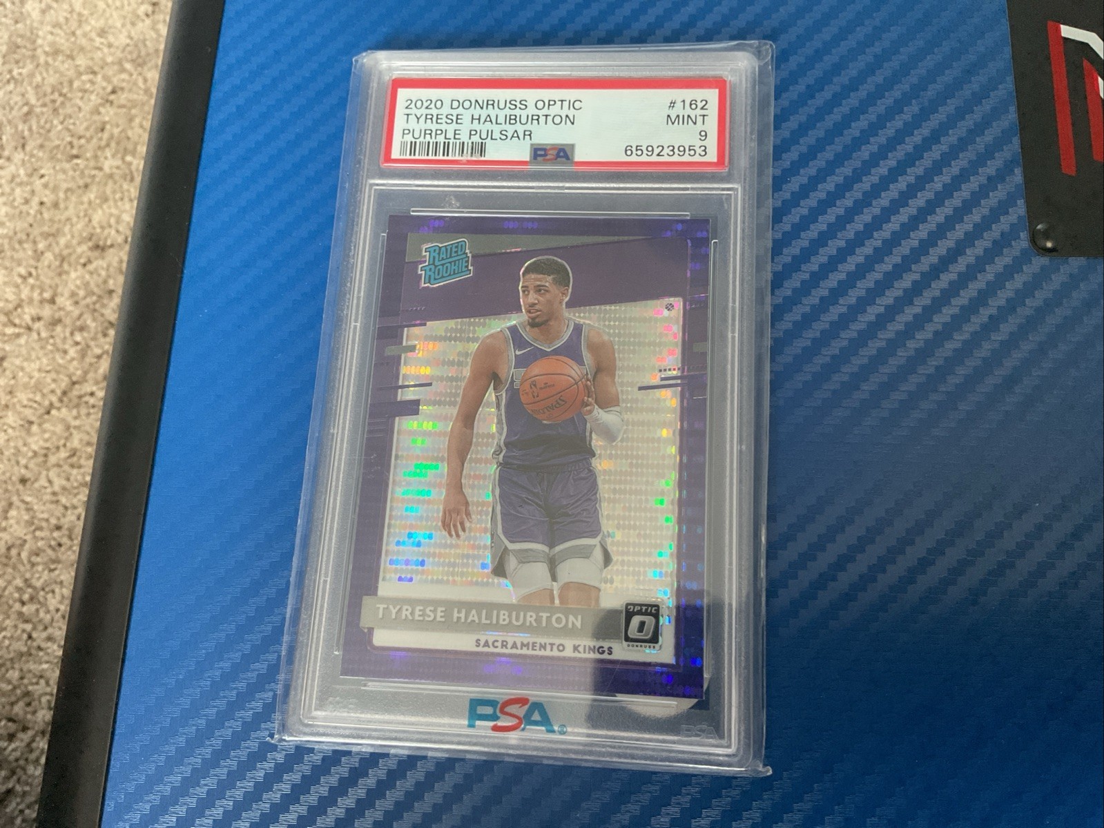 Tyrese Haliburton 2020 Optic Rated Rookie Purple Pulsar SP PSA 9 #162