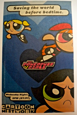 Vintage 1998 PowerPuff Girls Print Ad Advertisement Cartoon Network 90s Power