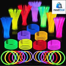 100 Pcs 8" Glow sticks Bulk Party Favors Pack, Neon Glow in the Dark Party Su...