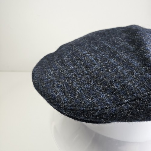 Moon Blue Flat Cap Tweed 100% Wool Luxury Made In England Fabric Woven Yorkshire - Picture 3 of 10