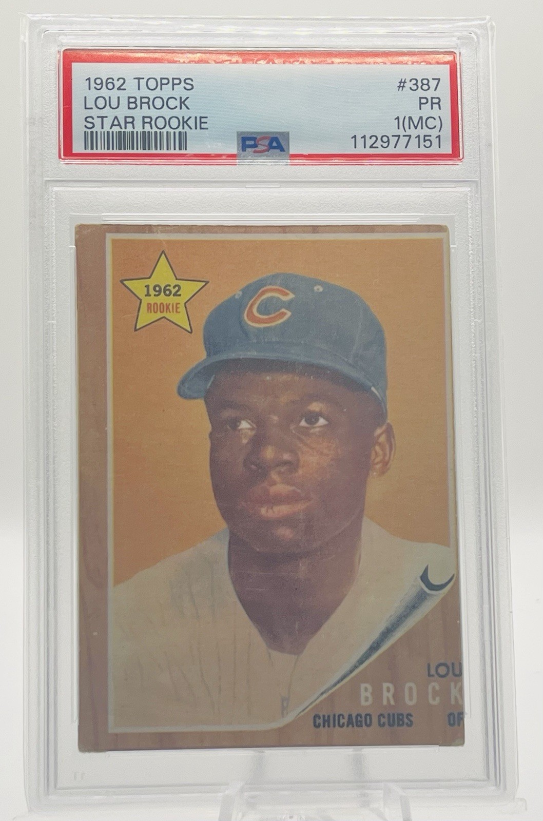 1962 TOPPS #387 LOU BROCK RC PSA PR 1 (MC) Cubs HOF ROOKIE VINTAGE