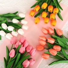 Tulips Artificial Flowers Real Touch Flowers Tulip Bouquet Decor Fake Tulips Flo