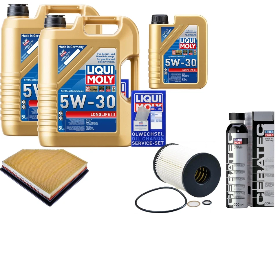 LIQUI MOLY, DENCKERMANN Inspektionspaket 11L Liqui Moly 5W-30 Longlife 3 für BMW 5er M 550i xDrive 7er
