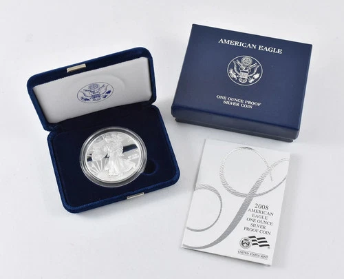 2008 W American Eagle One Ounce Silver Proof Coin w/ Original Box & COA