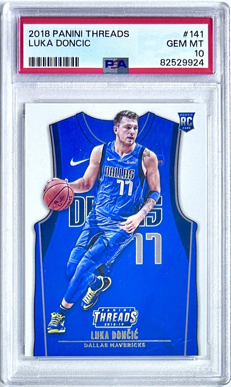 2018-19 Threads Luka Doncic Icon PSA 10 Gem Mint Rookie Chase RC 141 Lakers Rare view 3