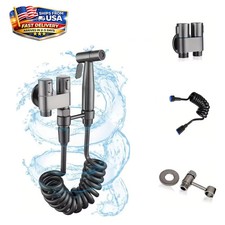 Handheld bidet sprayer - 1-in-2-out dual valve, adjustable pressure, for wash.